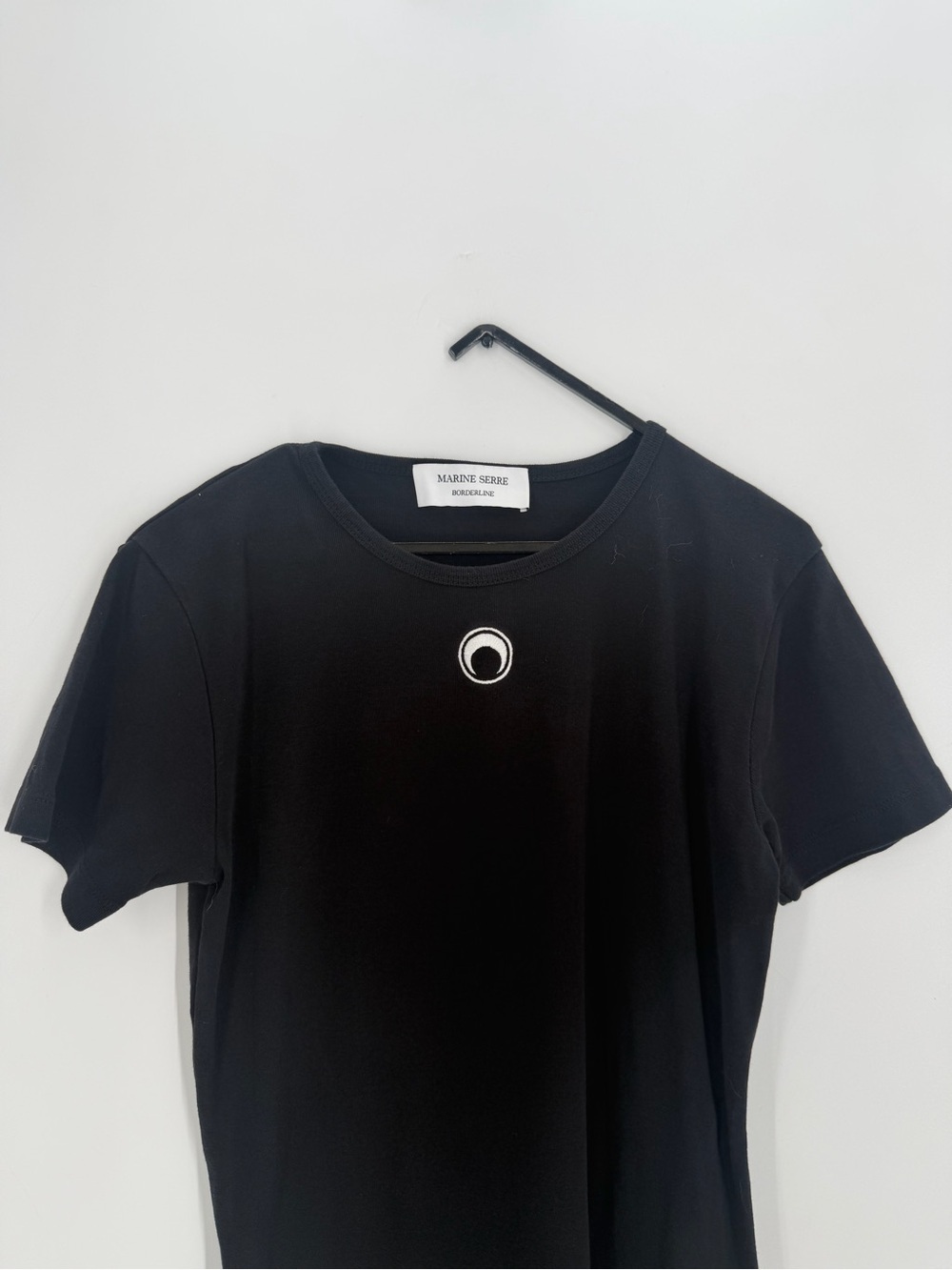 Marine Serre Moon Embroidered Slim Fit Cotton Jersey Black Mini Dress